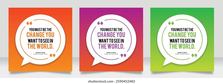 Social media post motivation quote template. 3D bubble testimonial banner, quote, infographic. Good for Inspirational speech bubbles, quote bubbles and text box.