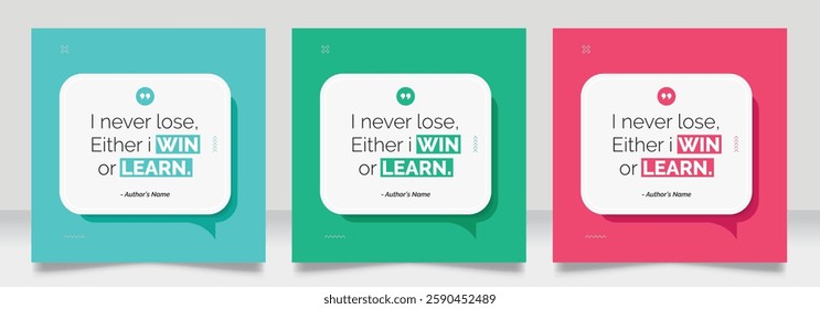 Social media post motivation quote template. 3D bubble testimonial banner, quote, infographic. Good for Inspirational speech bubbles, quote bubbles and text box.