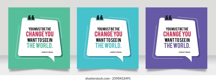 Social media post motivation quote template. 3D bubble testimonial banner, quote, infographic. Good for Inspirational speech bubbles, quote bubbles and text box.