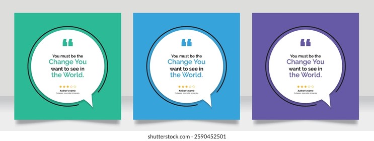 Social media post motivation quote template. 3D bubble testimonial banner, quote, infographic. Good for Inspirational speech bubbles, quote bubbles and text box.