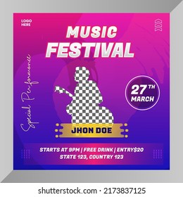 Social media post music event baner or flyer for social media template
