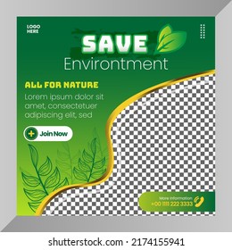 social media post nature environmental baner or flyer for social media template