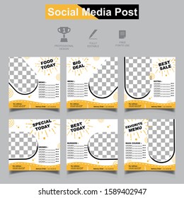 social media post with orange and white colour and elegant concept, you can use this design for promotion your food business on all your social media