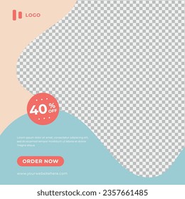 Social media post with pastel color template vector