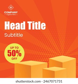 Social Media post with podium, Special discount and Promotional post. Social Media template, social media ecommerce banner.