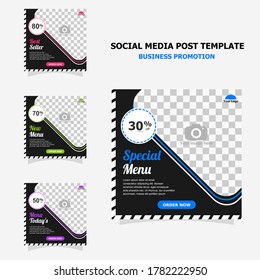 social media post promotion with dark brown colour style for your food business style four