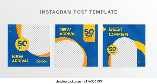 Social media post promotional purposes, New arrival best offer template for Instagram and Facebook ads square size ratio