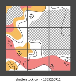el post de puzzle feed en medios sociales nueve plantillas. Vector Eps.10