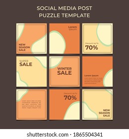 Social Media Post Puzzle Template, Instagram Post template, winter sale 