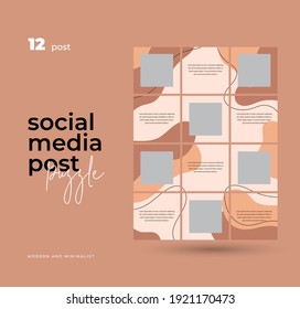 Social Media Post Puzzle Template Vector