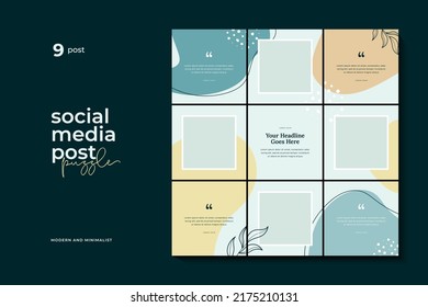 Social Media Post Puzzle Template Vector, Modern Design