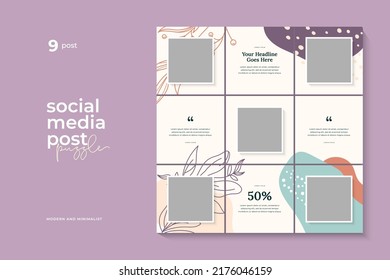 Social Media Post Puzzle Template Vector, Shop.