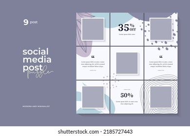 Social Media Post Puzzle Template Vector, Simple