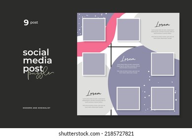 Social media post puzzle template vector, Sale