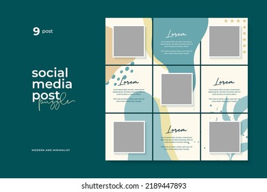 Social media post puzzle template, Feed, Graphic.
