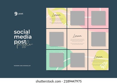 Social media post puzzle template, retail, sale, set.