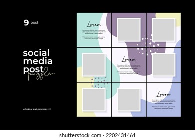 Social Media Post Puzzle Template Vector