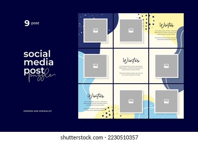 Social media post puzzle template vector