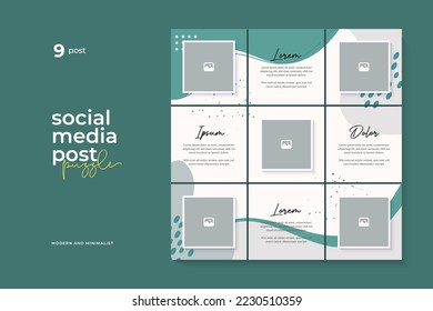 Social media post puzzle template vector