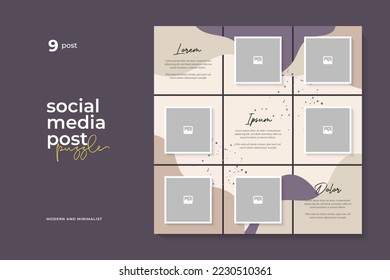 Social media post puzzle template vector