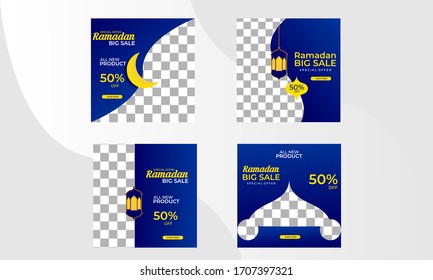 Grafikvorlage für Social Media nach Ramadan Vektorillustration