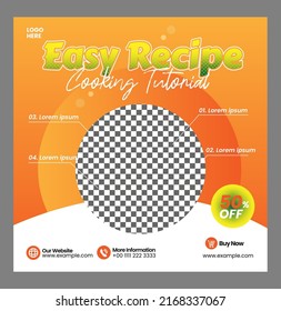 Social media post recipe feed design banner or flyer for social media post