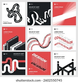 Social Media Post Set – Digital, Finance, Marketing, Design, IT, Bold Contrast Colors, Modern Style
