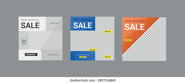 Publicación en medios sociales de un conjunto de plantillas de colección de gadgets, diseño electrónico promocional, diseño creativo de banners