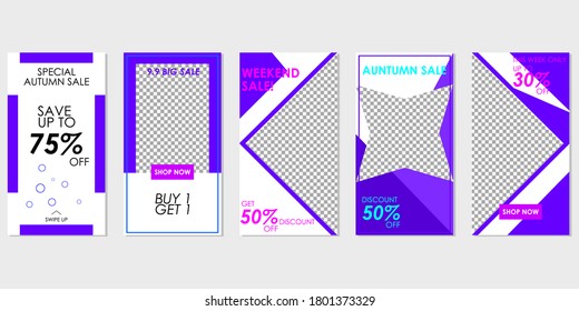 Social media post special Autumn sales edition. Editable story background template. Easy to edit. Vector illustration