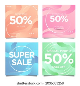 Social media post square banner template. soft gradient and colorful styles. Suitable for social media post and web internet ads.