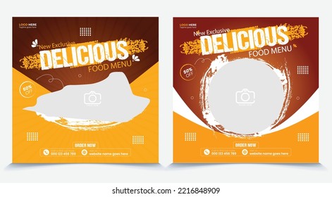 Social Media Post for square Food Promotion offer poster, Healthy Food Social Media Banner.