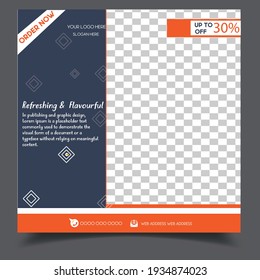 Social media post ,  square template design  suitable for food and drink post.