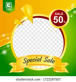 
Social media post square templates, special sale with sparkling red, green and yellow designs, easy to edit, use for background, social media posts, stories, cards, etc. vector.