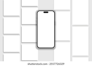 Social media post and stories interface mockup. Social media mobile app page template design for user carousel post feed. Vector illustration design user interface empty template on social network
