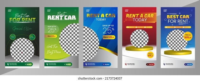 Social Media Post Story Or Flyer Car Rental For Marketing Or Banner Template