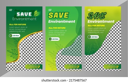 Social Media Post story nature environmental baner or flyer for social media template