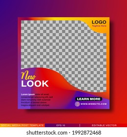 Social media post template with abstract background. Suitable for social media posts and web internet ads. Editable vector