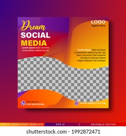 Social media post template with abstract background. Suitable for social media posts and web internet ads. Editable vector