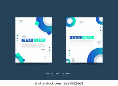 social media post template, abstract, minmalist, bright green blue gradation, memphis, circle