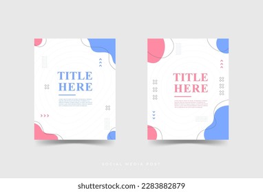 social media post template, abstract, minmalist, blue and pink, memphis