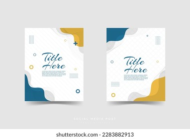 social media post template, abstract, minmalist, dark blue and yellow, memphis