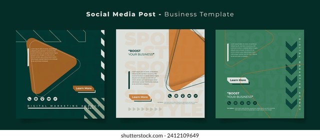 Social media post template in active green white background for digital marketing design