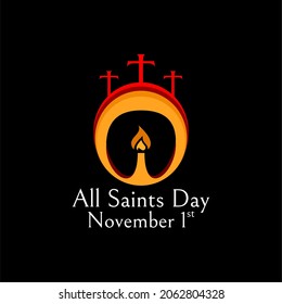 Social Media Post Template All Saints Day, November First All Saints Day Template Poster, Candle Saints Day Template