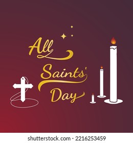 Social Media Post Template All Saints Day, November First All Saints Day Template Poster, Candle Saints Day Template, vector illustration.