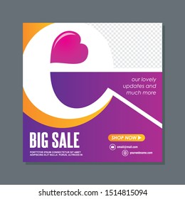 Social media post template with alphabetical shilhuete, abstract stylish design, simple and elegant for visualize all of your social media posts or promote your product
