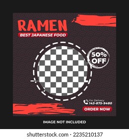 Social Media Post Template Asian Food Brush. Poster Promotion Discount Menu Ads Restaurant. Advertisements for Menu template design