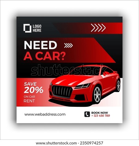 Social media post template for automotive car rental service. Car post, Banner vector for social media ads, web ads, business messages, discount flyers and big sale banners.