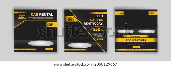 Social media post template\
for automotive car rental service. Banner vector for social media\
ads, web ads, business messages, discount flyers and big sale\
banners.