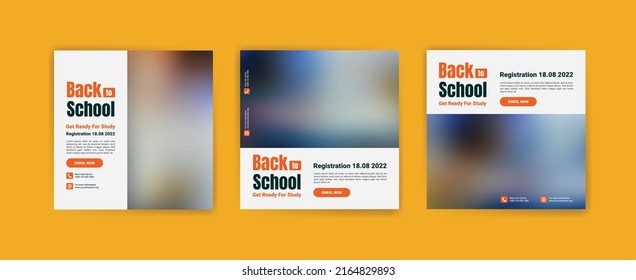 Social Media-Post-Vorlage für zurück zur Schule und Schuleintrittskarten. Vektorbanner für Bildungswerbung.