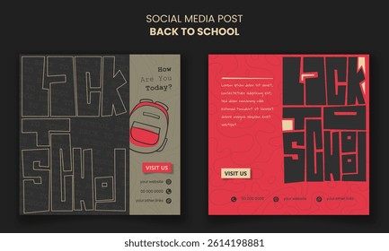 Social media post template for back to school campaign with typography design. back to school background design
